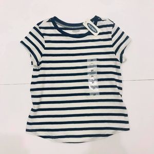 Old Navy Toddler Girl's Navy Blue Striped T-Shirt